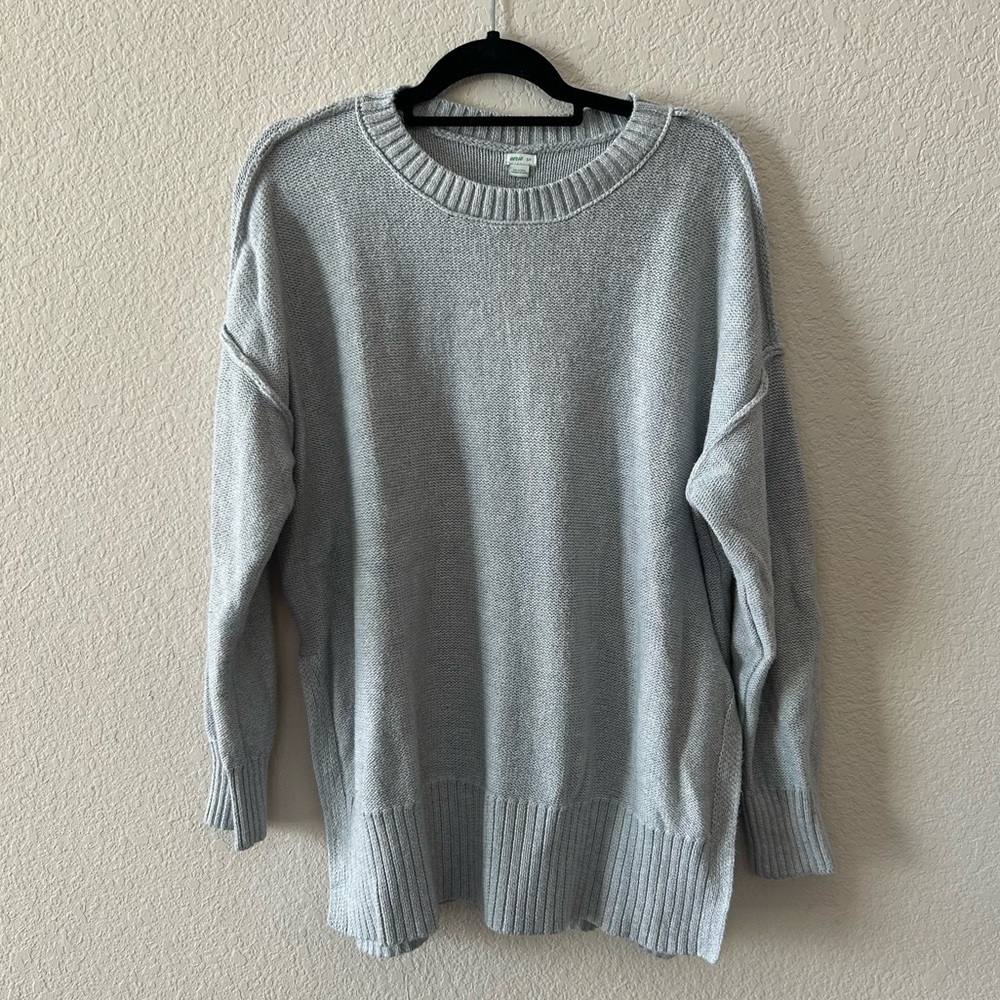 Aerie Oversized Pullover Knit Sweater, Size: Women's Small, Color: Light Gray